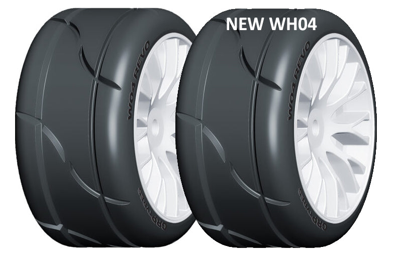 GRP GWH04-XM2 1:5 TC  REVO X-TECH Medium Compound Tire White Wheel (2)