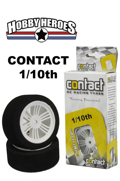 contact RC Racing Tyres 1/8セット　新品 CONJ13203 Contact 1/10 Front 26mm 32 Shore Nylon Rim On Road Foam