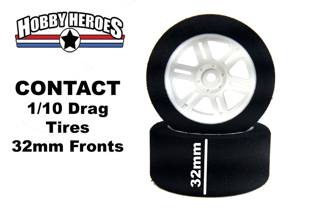 CONJD30FA Contact 1/10 Front 32mm 30 Shore Nylon Rim DRAG Foam Tires (2)