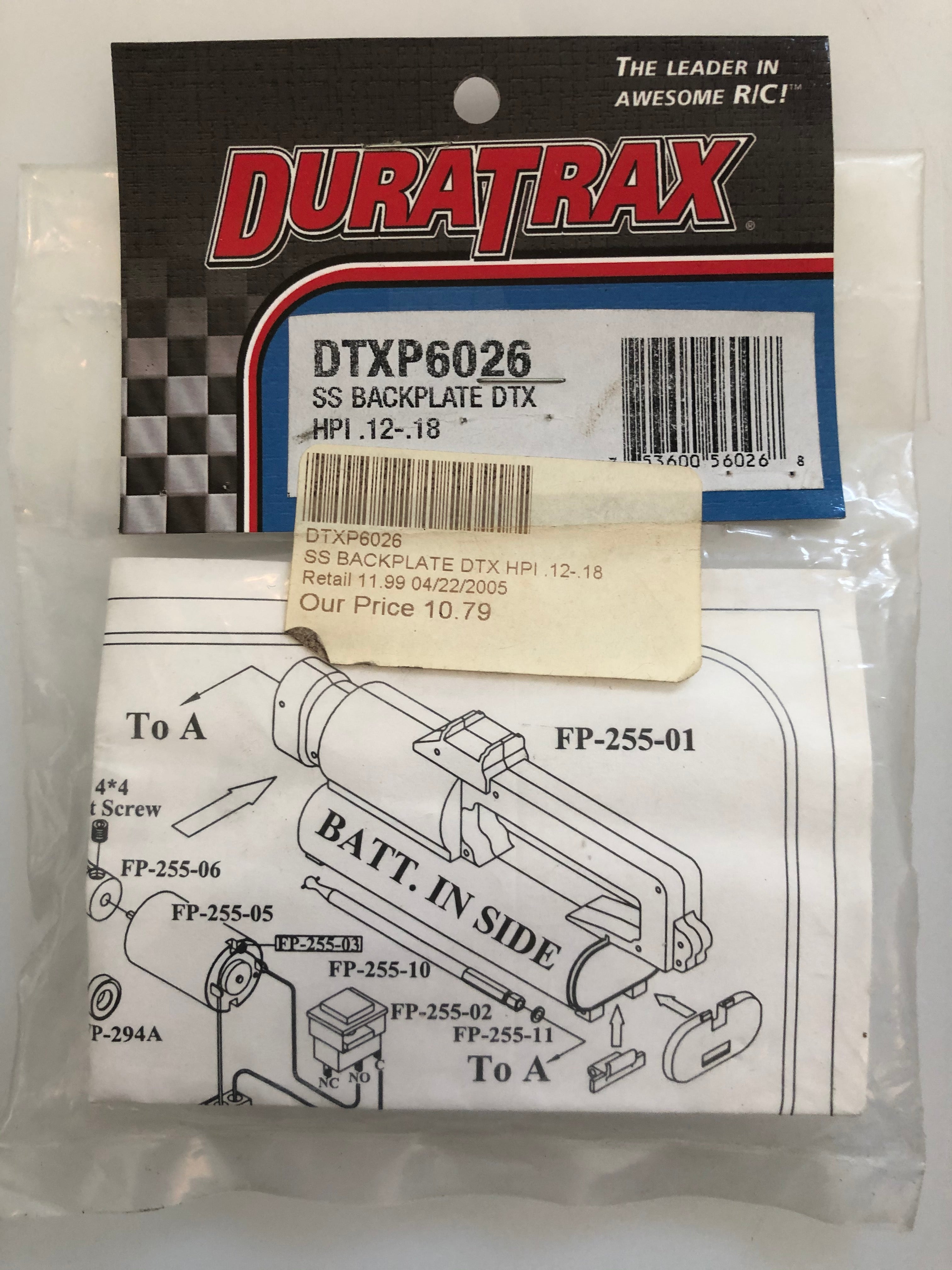 Duratrax SS BackPlate DTX HPI .12-.18 DTXP6026