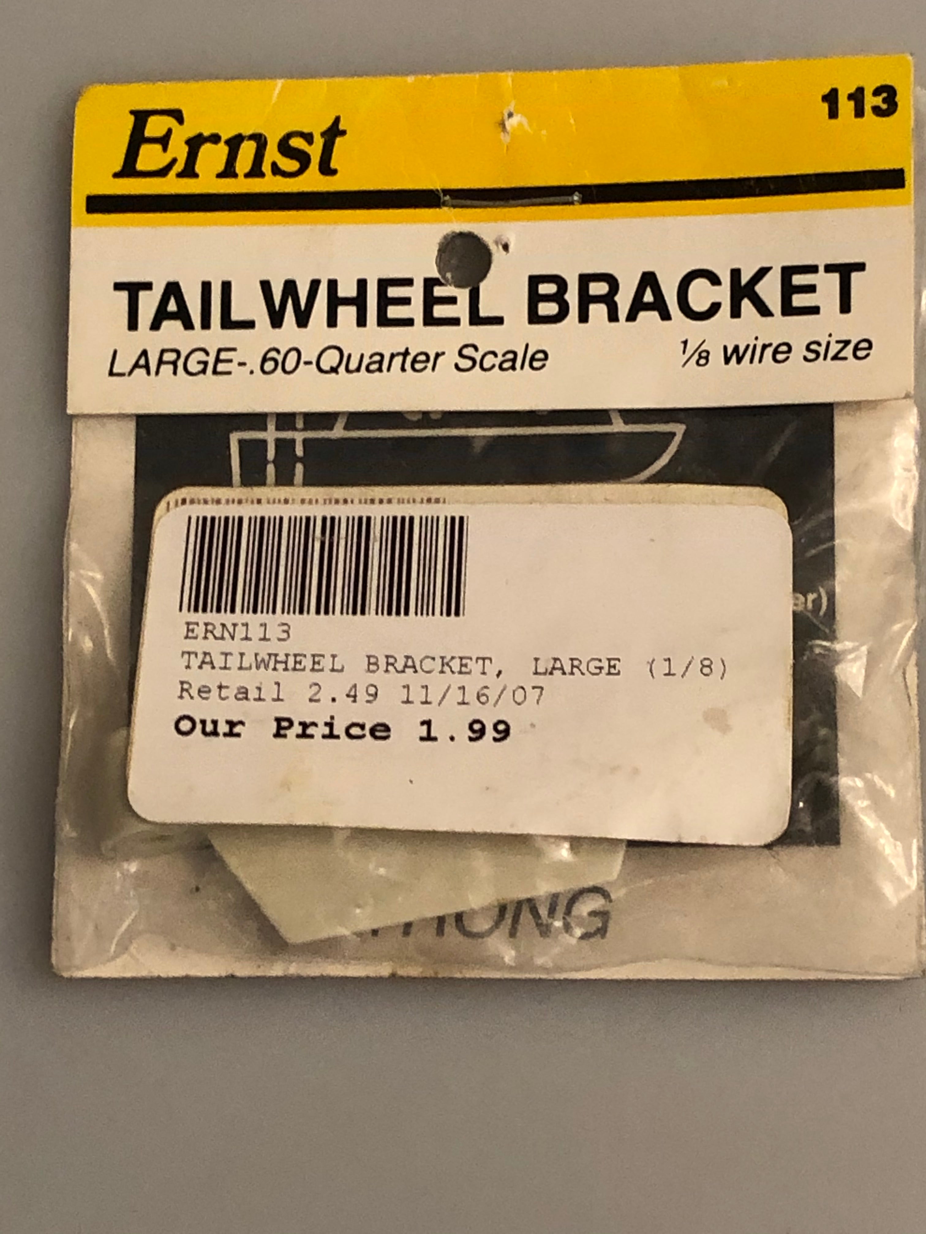 Ernst Tailwheel Bracket Large .60-Quarter Scale Size ERN113
