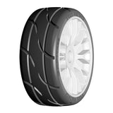 GRP GTH03-XM4 1:8 GT New Treaded SoftMedium (2)White 20 Spoke Rubber Tires