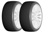 GRP GTJ04-XB1 1:8 GT New Slick Ultra Soft White 20 Spoke Rubber Tires - HARD RIM