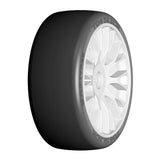 GRP GTJ04-XM4 1:8 GT New Slick SoftMedium White 20 Spoke Rubber Tires - HARD RIM