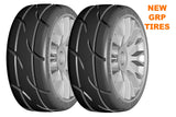 GRP GTK03-XB2x2 1:8 GT New Treaded ExtraSoft (4) Silver 20 Spoke Rubber Tires