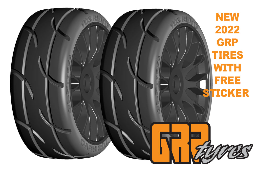 GRP GTX03-XB1 1:8 GT New Treaded UltraSoft (2) Black 20 Spoke Rubber Tires