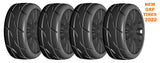 GRP GTX03-XM7x2 1:8 GT New Treaded MediumHard (4) Black 20 Spoke Rubber Tires