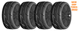 GRP GTX03-XB1x2 1:8 GT New Treaded UltraSoft (4) Black 20 Spoke Rubber Tires