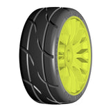 GRP GTY03-XM7 1:8 GT New Treaded MediumHard (2) Yellow 20 Spoke Rubber Tires
