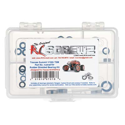 RC Screwz Rubber Shielded Bearing Kit 1/16 Summit TSM RCZTRA070R