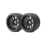 Sweep Racing Road Crusher On Road Belted Black Monster Truck Rubber Tires (2)  SWSRC1001B