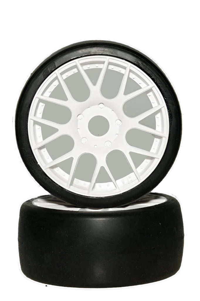 Sweep Racing 40140E415 1:8 GT Belted Slick EXP 40 Shore White Spoke Rim (2)