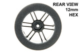 BSR Racing BSRF3235-D 1/10 Drag 35 Shore Foam Tires 32mm Black Rim (2)