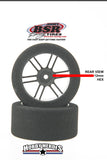 BSR Racing BSRF3235-D 1/10 Drag 35 Shore Foam Tires 32mm Black Rim (2)