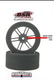 BSR Racing BSRF3232-D 1/10 Drag 32 Shore Foam Tires 32mm Black Rim (2)