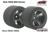 BSR Racing BSRF4530-D 1/10 Drag 30 Shore Foam Tires 45mm Black Rim (2)