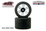 BSR Racing BSRF4538-D 1/10 Drag 38 Shore Foam Tires 45mm Black Rim (2)