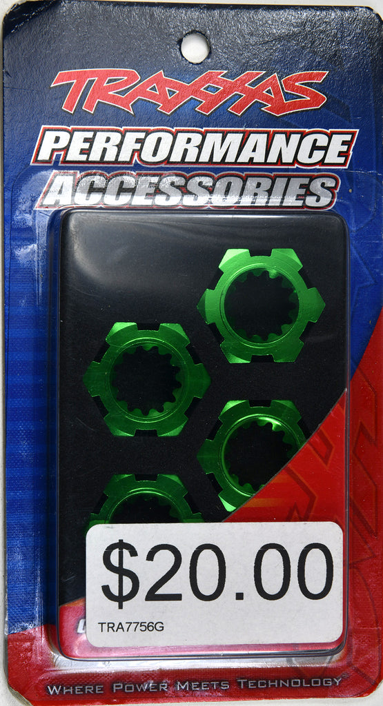 Traxxas Wheel Hubs, Hex, Aluminum (Green-Anodized) (4) TRA7756G