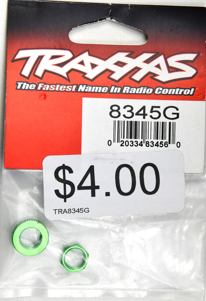 Traxxas Servo Saver Nuts, Aluminum, Green-Anodized (Hex (1), Serrated (1)) TRA8345G