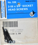 Carl Goldberg 536 2-56 x 3/4 Socket Head Screws GBG536