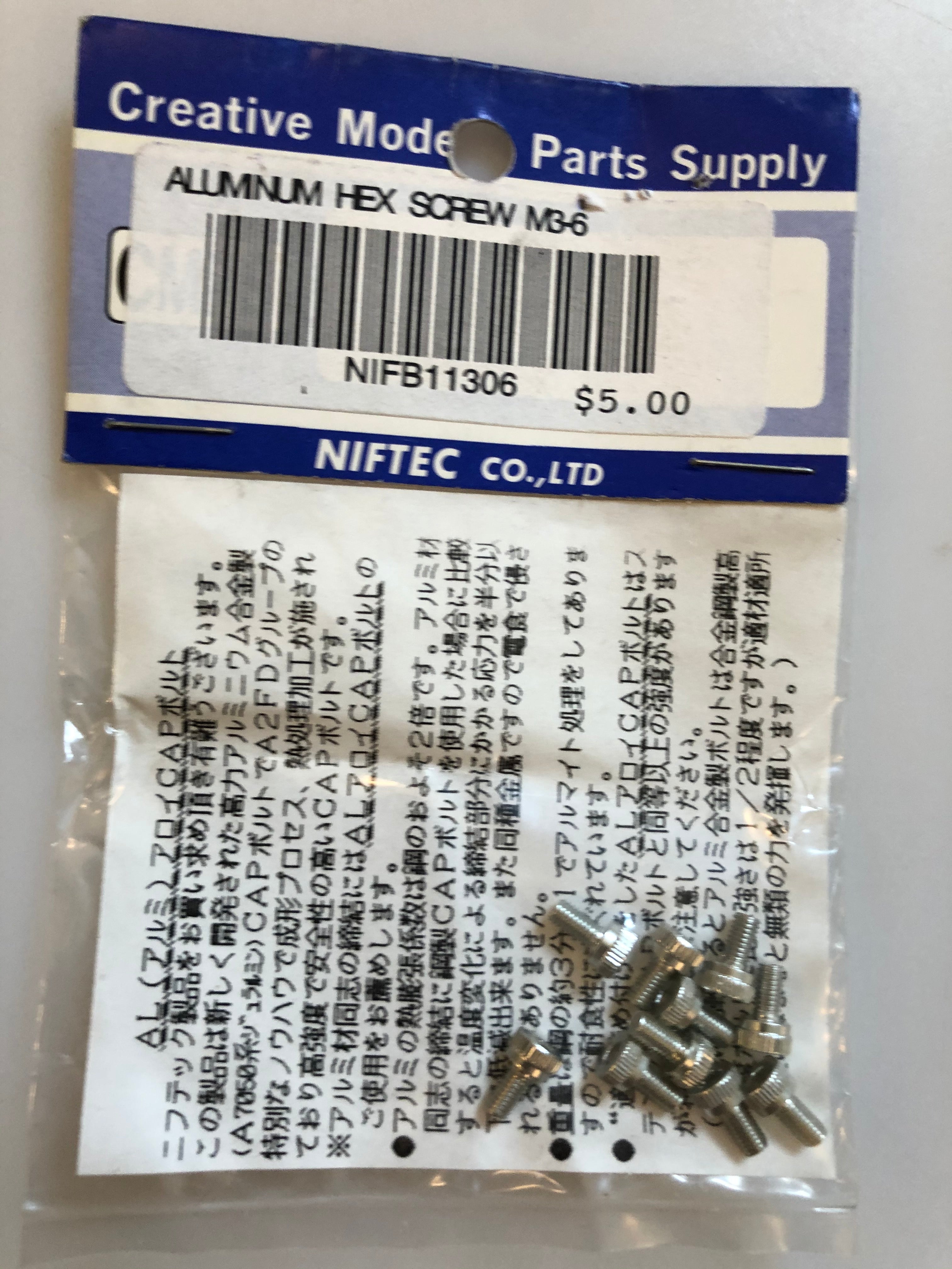 Niftec Aluminum Hex Screw M3-6 NIFB11306