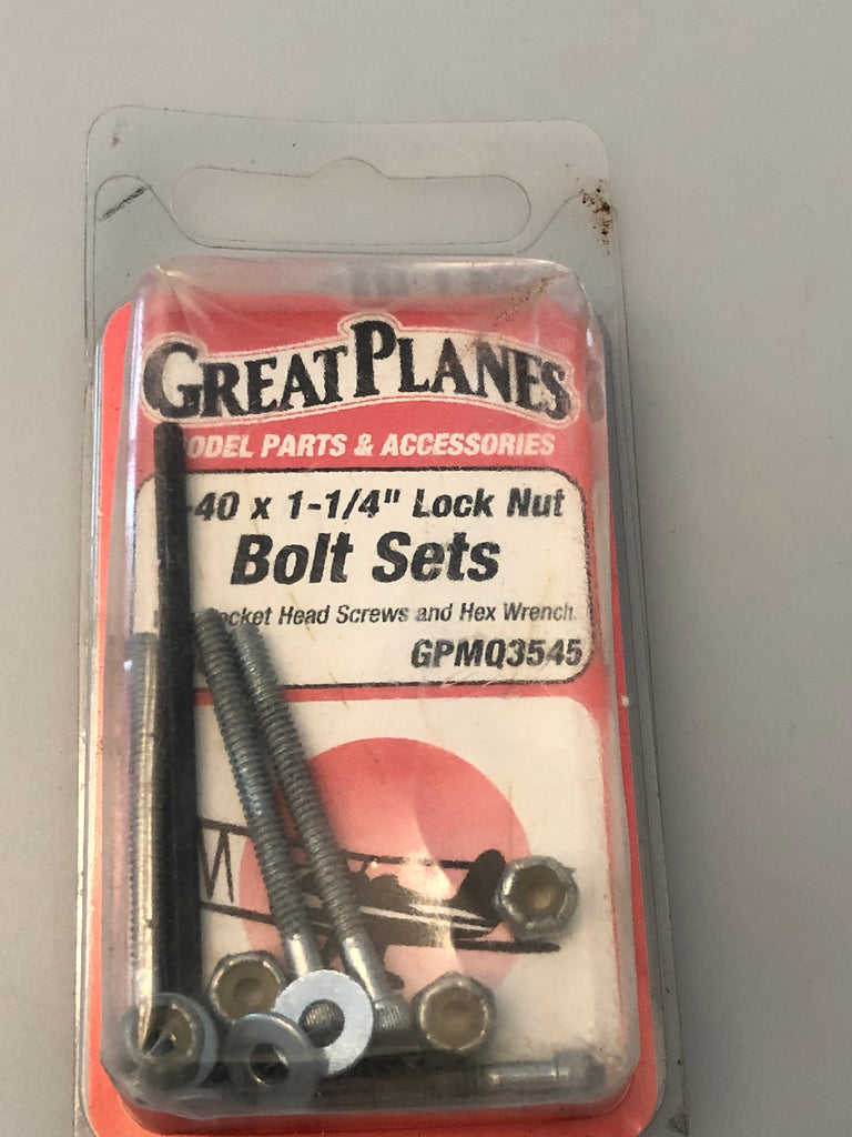 Great Planes Q3545 4-40 x 1-1/4 " Lock Nut Bolt Set GPMQ3545