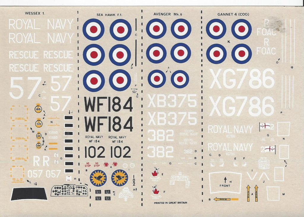 MODELDECAL NO 18  ROYAL NAVY POST WAR  DECALS 1/72