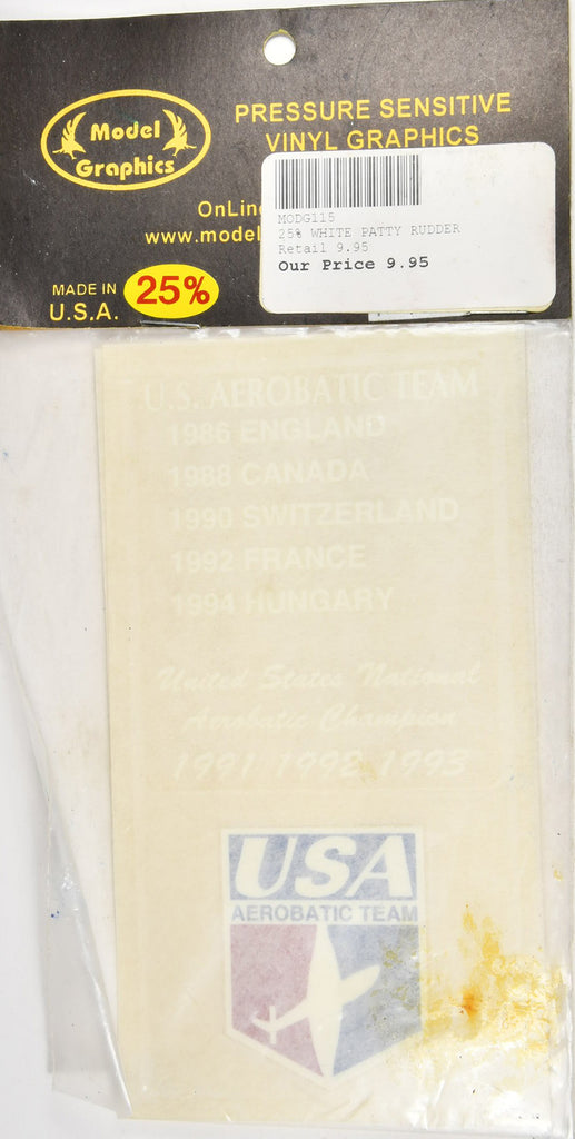 Model Graphics G115 25% White Patty Rudder MODG115