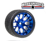 Sweep Racing Road Crusher On Road Belted Blue Chrome Monster Truck Rubber Tires (2) SWSRC1001BC