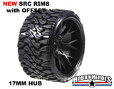Sweep Racing Terrain Crusher Off Road Belted Black Monster Truck Tires (2) SWSRC1002B