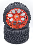 Sweep 1004RC Monster Truck Land Crusher Belted tire preglued on WHD RED Chrome wheel 2pcs set