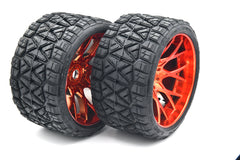 Sweep 1004RC Monster Truck Land Crusher Belted tire preglued on WHD RED Chrome wheel 2pcs set