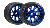 Sweep Racing Road Crusher On Road Belted Blue Chrome Monster Truck Rubber Tires (2) SWSRC1001BC
