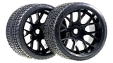 Sweep Racing Road Crusher On Road Belted Black Monster Truck Rubber Tires (2)  SWSRC1001B