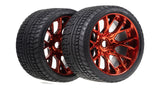 Sweep Racing Road Crusher On Road Belted Red Chrome Monster Truck Rubber Tires (2) SWSRC1001R