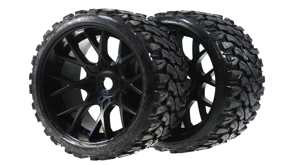 Sweep Racing Terrain Crusher Off Road Belted Black Monster Truck Tires (2) SWSRC1002B