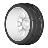 GRP GTH03-XM5x2 1:8 GT New Treaded Medium (4)White 20 Spoke Rubber Tires