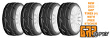 GRP GTH03-XB3x2 1:8 GT New Treaded Soft (4)White 20 Spoke Rubber Tires