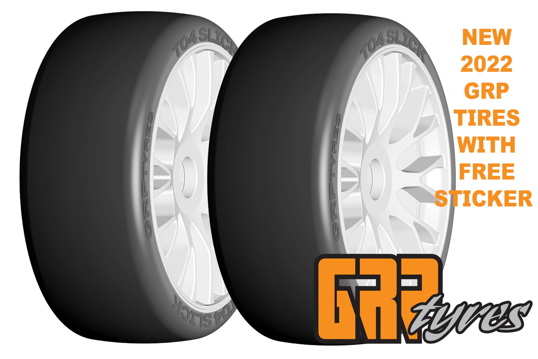 GRP GTH04-XM7 1:8 GT New Slick MediumHard (2)White 20 Spoke Rubber Tires