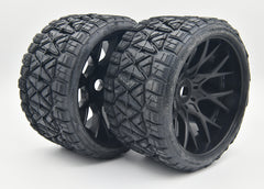 Sweep 1004B Monster Truck Land Crusher Belted tire preglued on WHD BLACK wheel 2pcs set