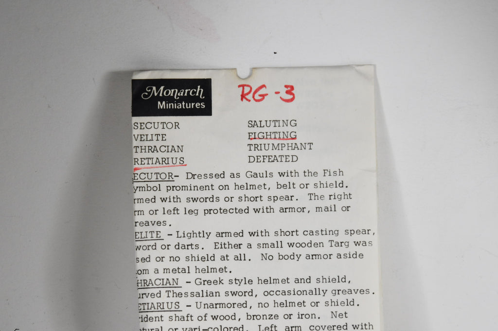 Monarch Miniatures RG-3 Retiarius Fighting MMRG3