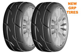 GRP GTK03-XM7x2 1:8 GT New Treaded MediumHard (4) Silver 20 Spoke Rubber Tires