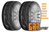 GRP GTK03-XM7 1:8 GT New Treaded MediumHard (2) Silver 20 Spoke Rubber Tires