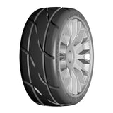 GRP GTK03-XM7x2 1:8 GT New Treaded MediumHard (4) Silver 20 Spoke Rubber Tires
