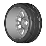 GRP GTK03-XM7x2 1:8 GT New Treaded MediumHard (4) Silver 20 Spoke Rubber Tires