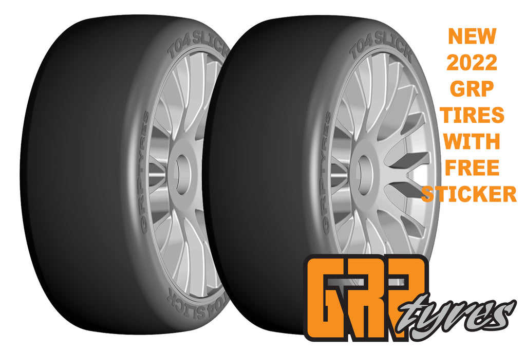 GRP GTK04-XM3 1:8 GT New Slick Soft (2) Silver 20 Spoke Rubber Tires