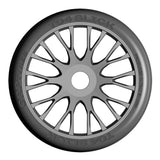 GRP GTK04-XB1 1:8 GT New Slick UltraSoft (2) Silver 20 Spoke Rubber Tires