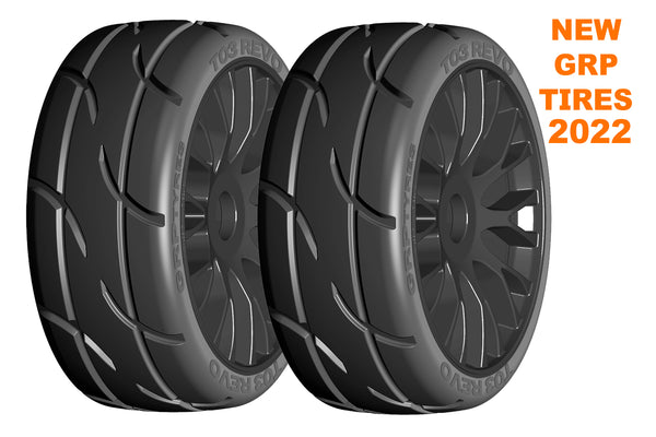GRP GTX03-XM4 1:8 GT New Treaded SoftMedium (2) Black 20 Spoke Rubber ...