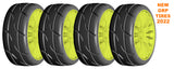 GRP GTY03-XB1x2 1:8 GT New Treaded UltraSoft (4) Yellow 20 Spoke Rubber Tires