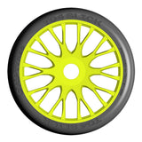 GRP GTY04-XM2 1:8 GT New Slick SuperSoft (2) Yellow 20 Spoke Rubber Tires